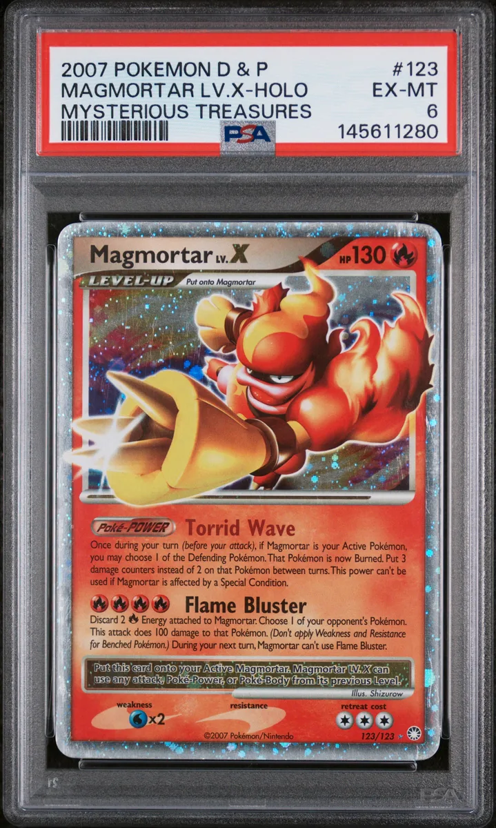 2007 #123 Magmortar LV.X-Holo PSA 6 Diamond & Pearl Mysterious Treasures