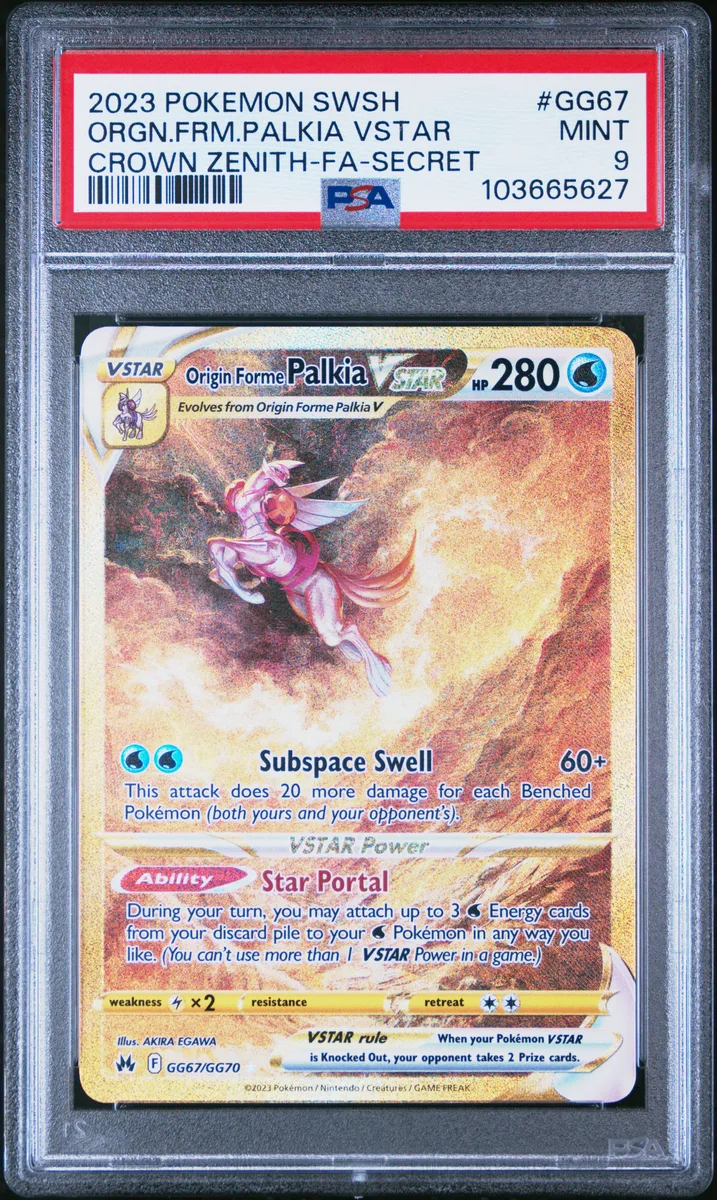 2023 #GG67 FULL ART-ORIGIN FORME PALKIA VSTAR PSA 9 POKEMON SWORD AND SHIELD CROWN ZENITH - SECRET